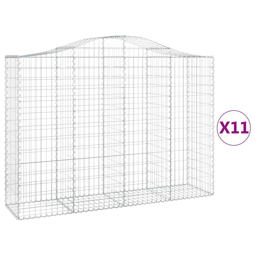 vidaXL Gabionen mit Hochbogen 11Stk. 200x50x140/160cm Verzinktes Eisen