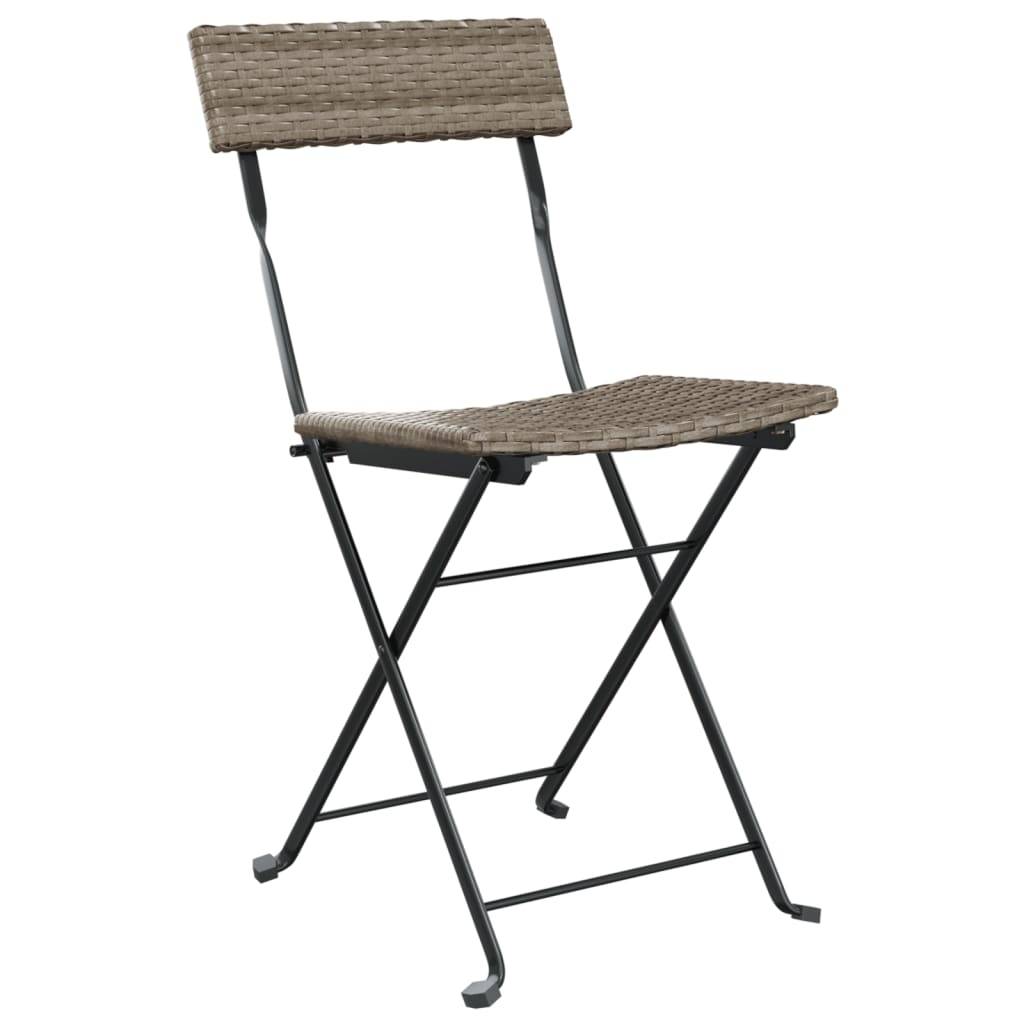 vidaXL Bistrostühle 6 Stk. Klappbar Grau Poly Rattan und Stahl