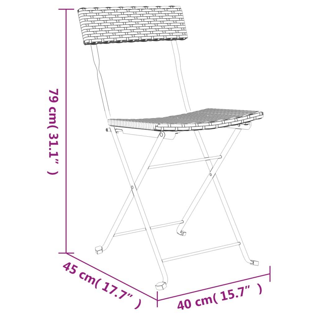 vidaXL Bistrostühle 6 Stk. Klappbar Grau Poly Rattan und Stahl