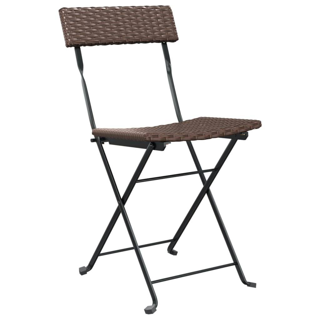 vidaXL Bistrostühle 2 Stk. Klappbar Braun Poly Rattan und Stahl