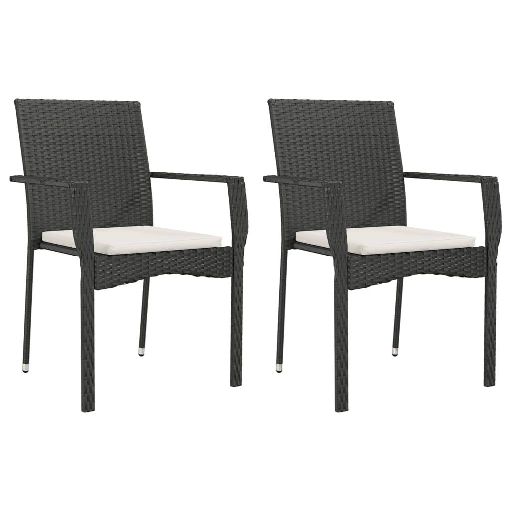 vidaXL 9-tlg. Garten-Essgruppe mit Kissen Schwarz Poly Rattan