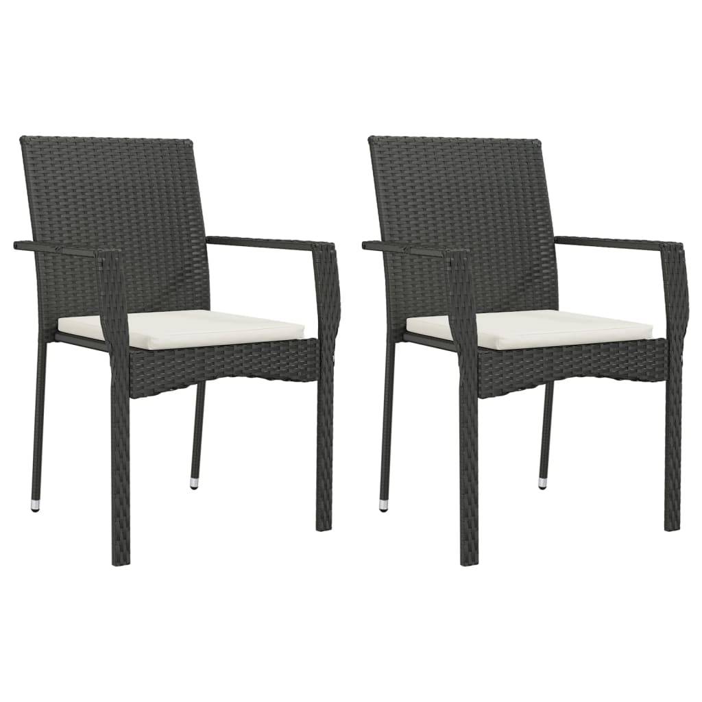 vidaXL 7-tlg. Garten-Essgruppe mit Kissen Schwarz Poly Rattan