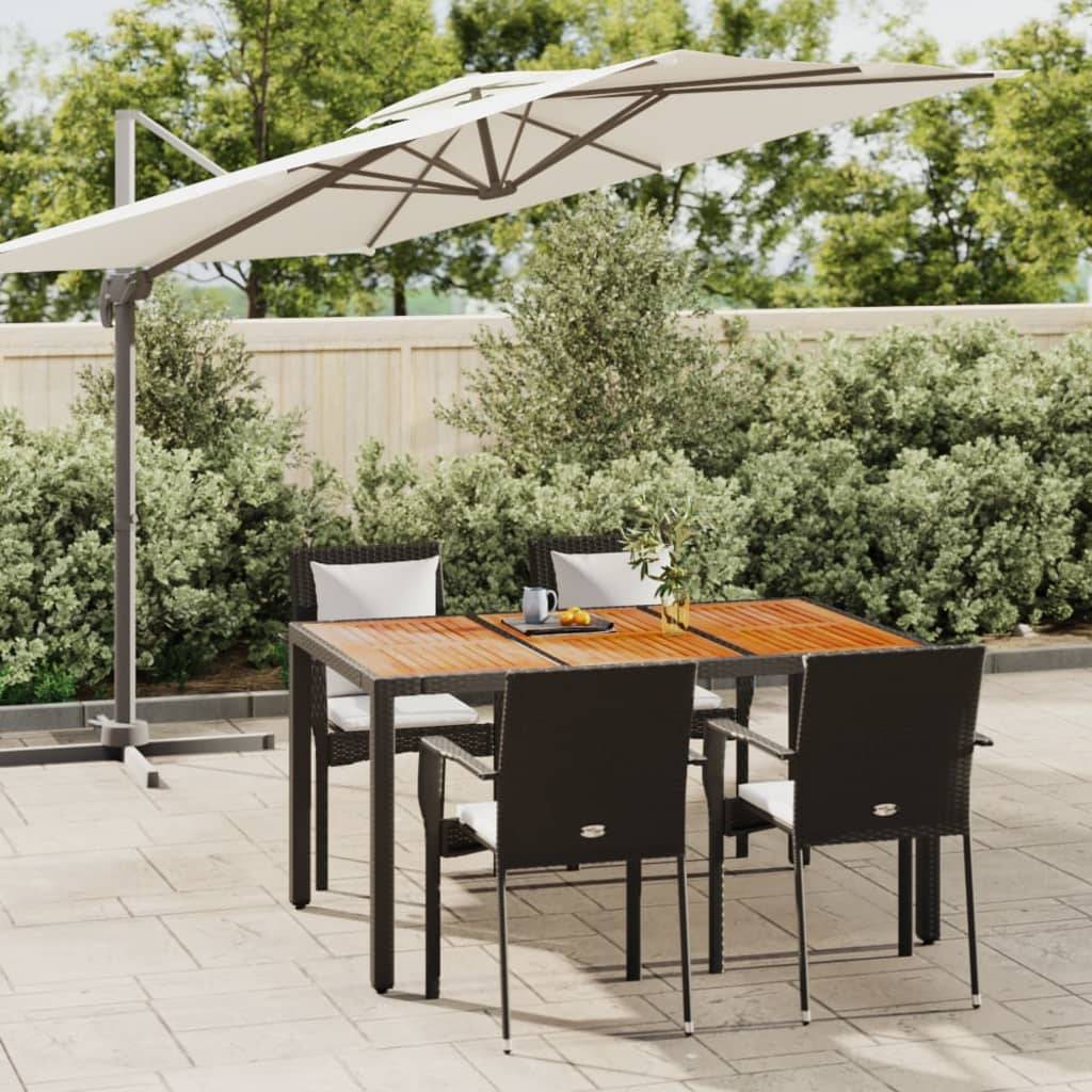 vidaXL 5-tlg. Garten-Essgruppe mit Kissen Schwarz Poly Rattan