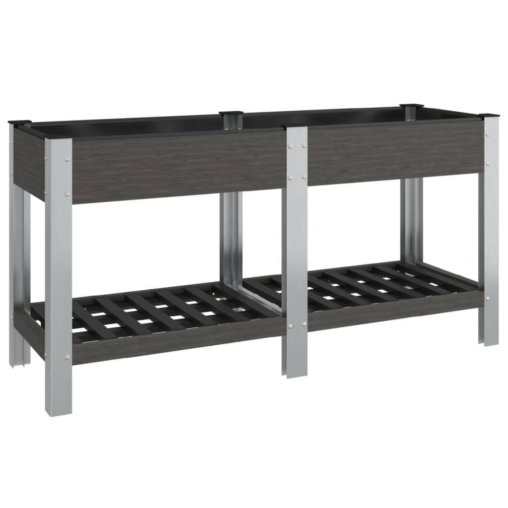 vidaXL Garten-Hochbeet mit Ablage Grau 150x50x75 cm WPC