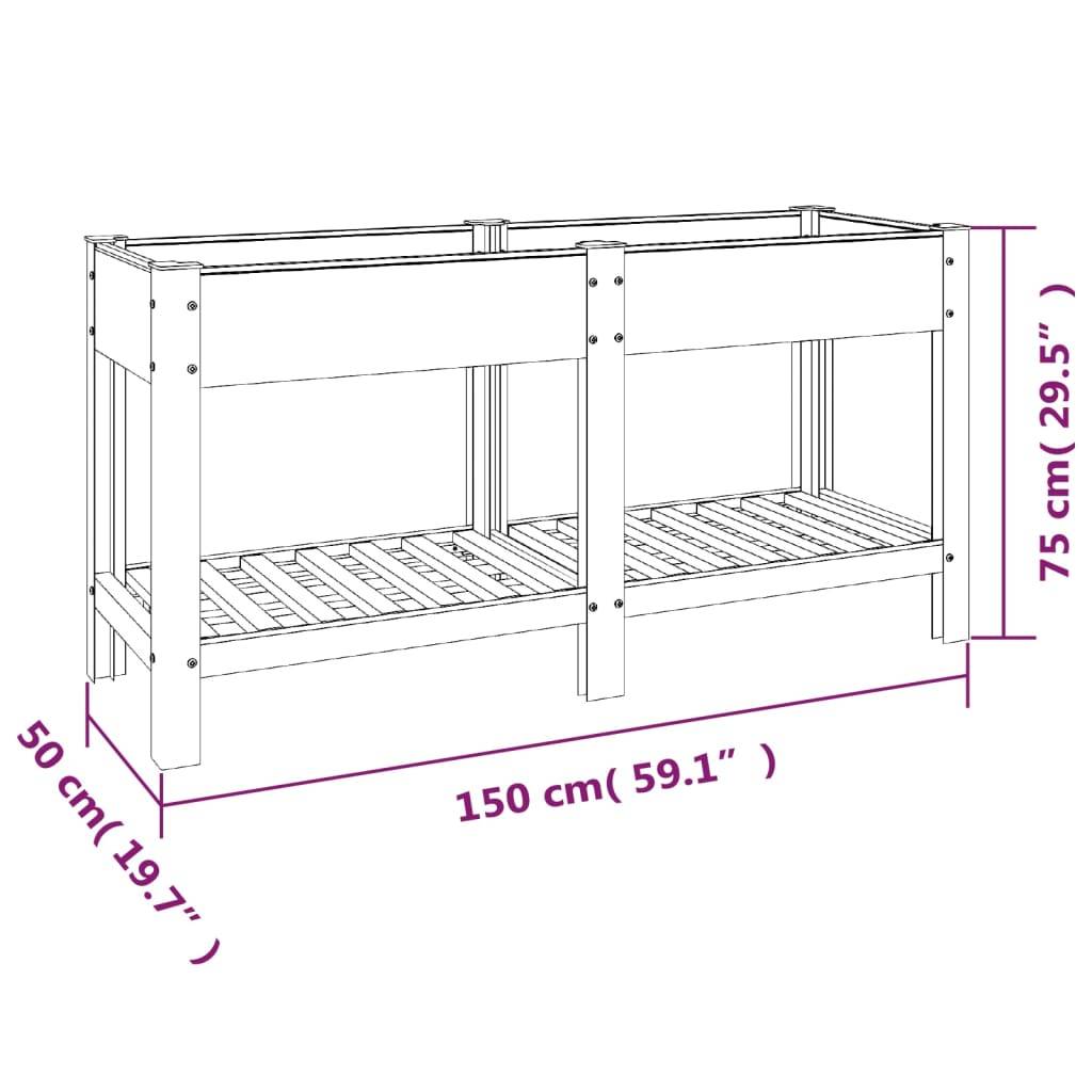 vidaXL Garten-Hochbeet mit Ablage Grau 150x50x75 cm WPC