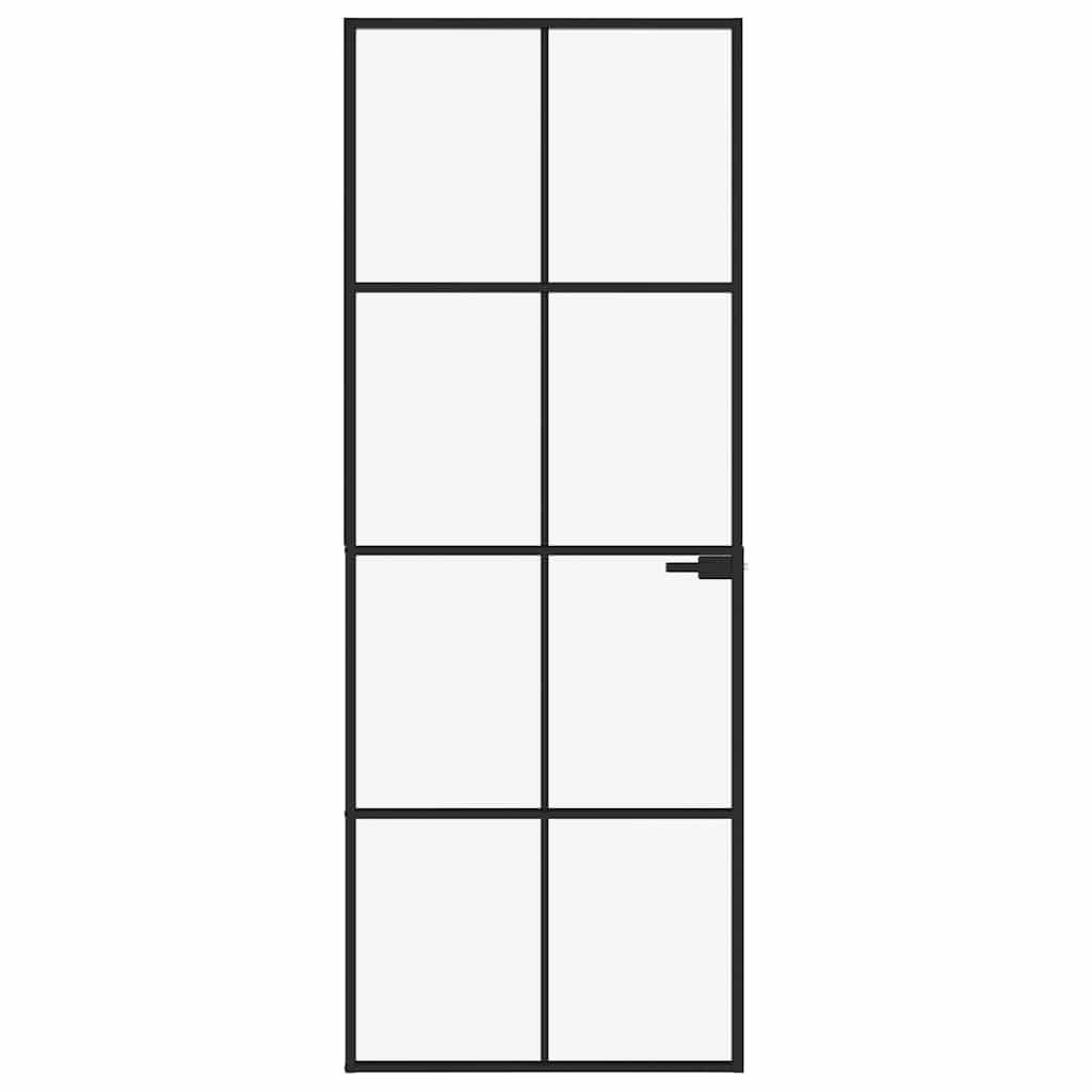 vidaXL Innentür Schwarz 76x201,5 cm Hartglas & Aluminium Schlank
