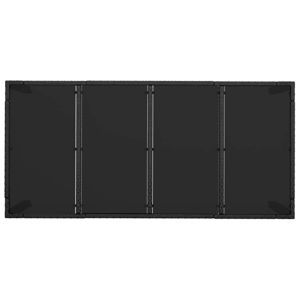 vidaXL 9-tlg. Garten-Essgruppe mit Kissen Schwarz Poly Rattan