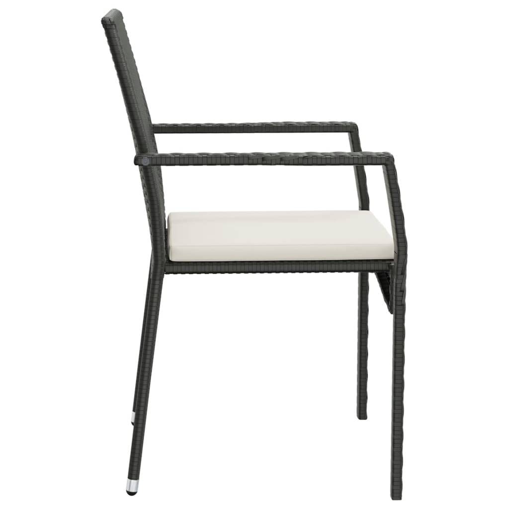 vidaXL 9-tlg. Garten-Essgruppe mit Kissen Schwarz Poly Rattan