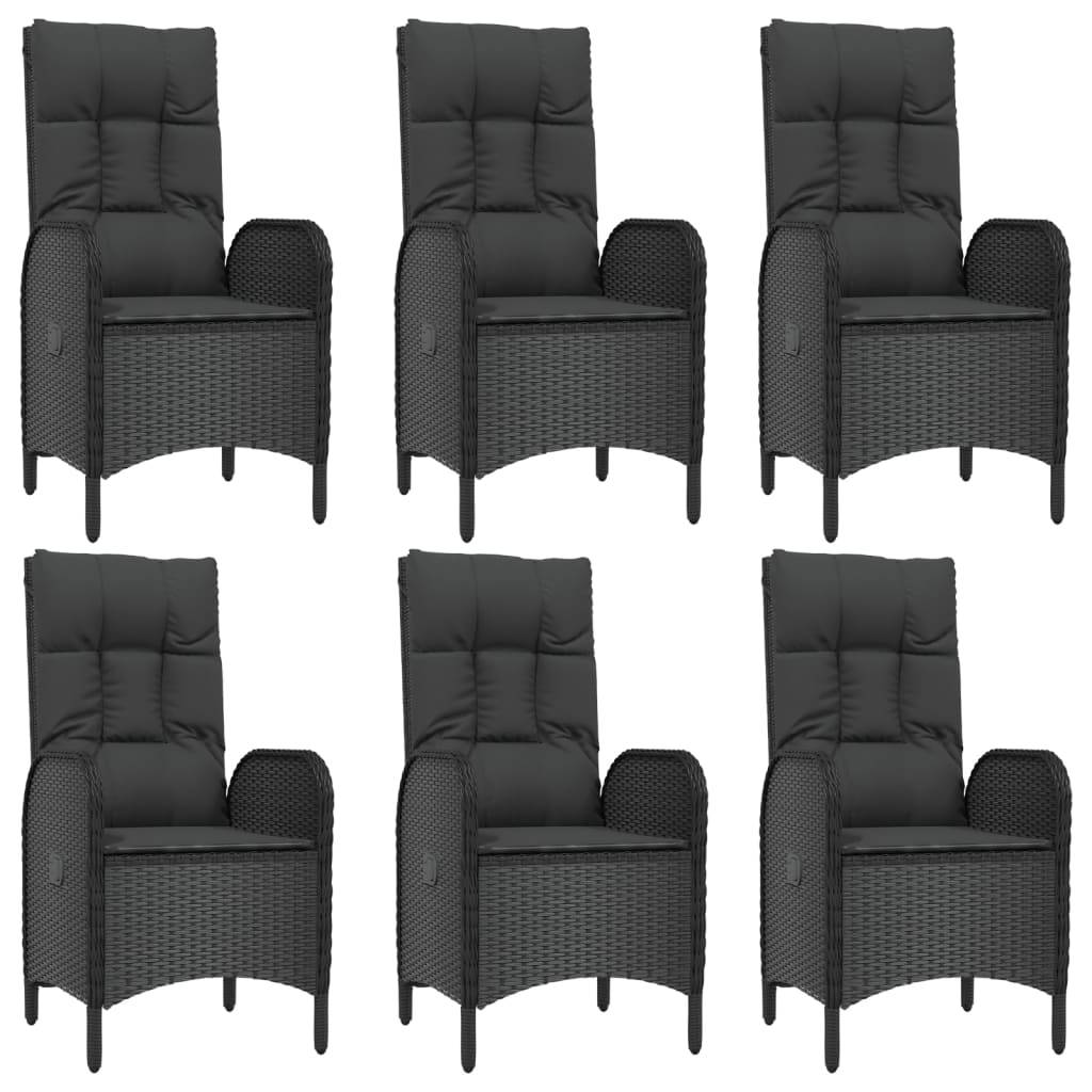 vidaXL 9-tlg. Garten-Essgruppe mit Kissen Schwarz Poly Rattan