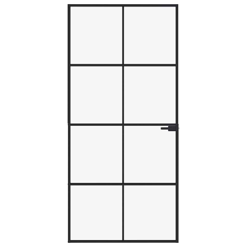 vidaXL Innentür Schwarz 93x201,5 cm Hartglas & Aluminium Schlank
