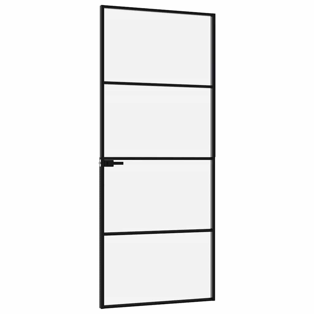 vidaXL Innentür Schwarz 83x201,5 cm Hartglas & Aluminium Schlank