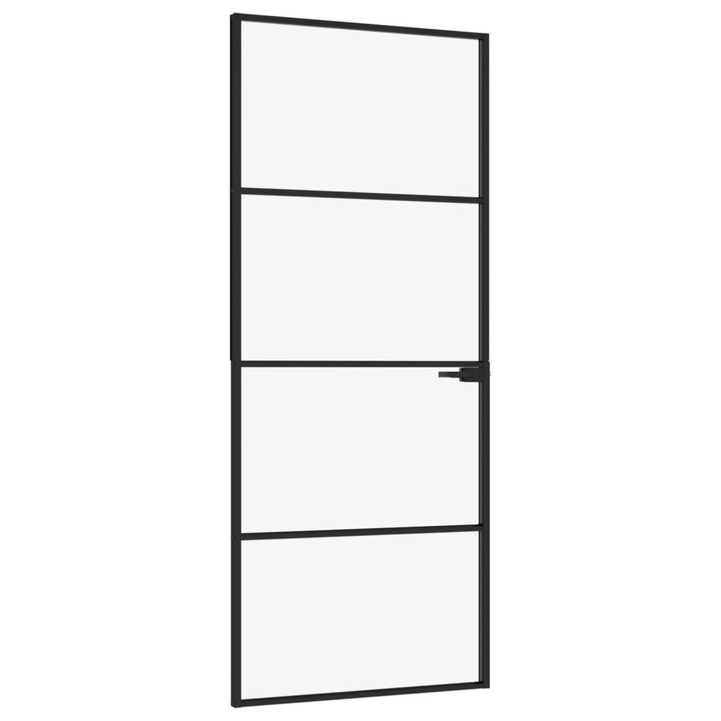 vidaXL Innentür Schwarz 83x201,5 cm Hartglas & Aluminium Schlank