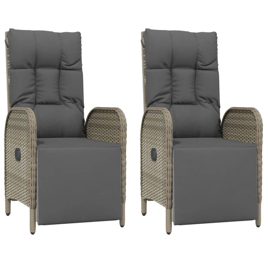 vidaXL 7-tlg. Garten-Essgruppe mit Kissen Grau Poly Rattan
