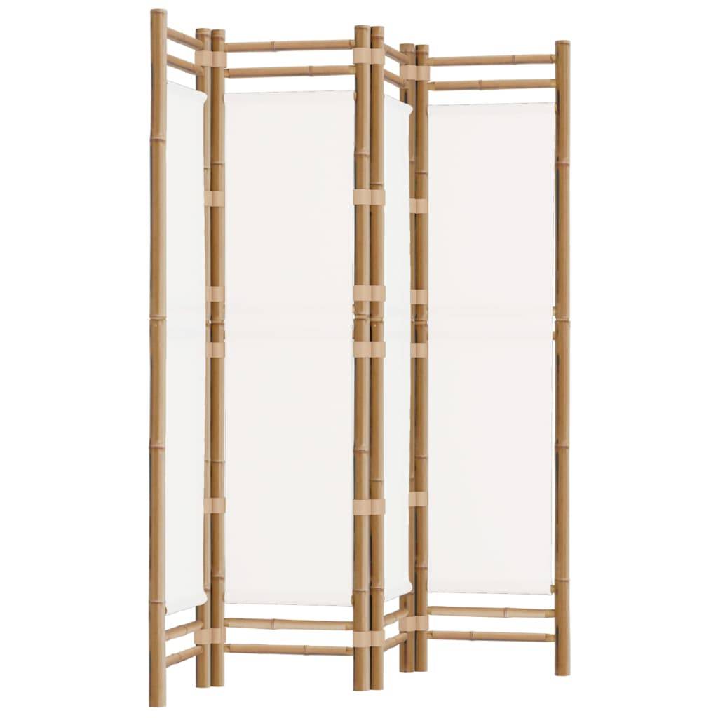 vidaXL 4-tlg. Paravent Faltbar 160 cm Bambus und Canvas