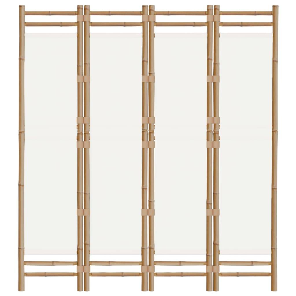 vidaXL 4-tlg. Paravent Faltbar 160 cm Bambus und Canvas