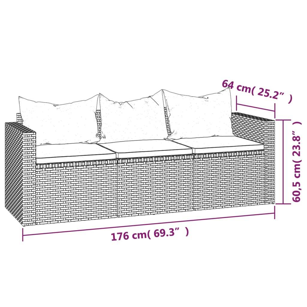 vidaXL Garten-Lounge-Set Schwarz Poly Rattan