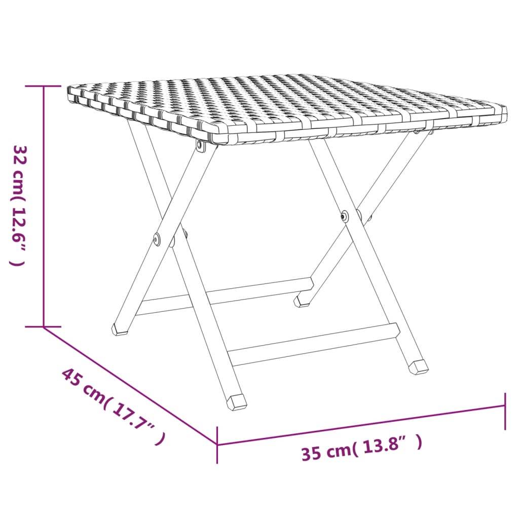 vidaXL Klapptisch Grau 45x35x32 cm Poly Rattan
