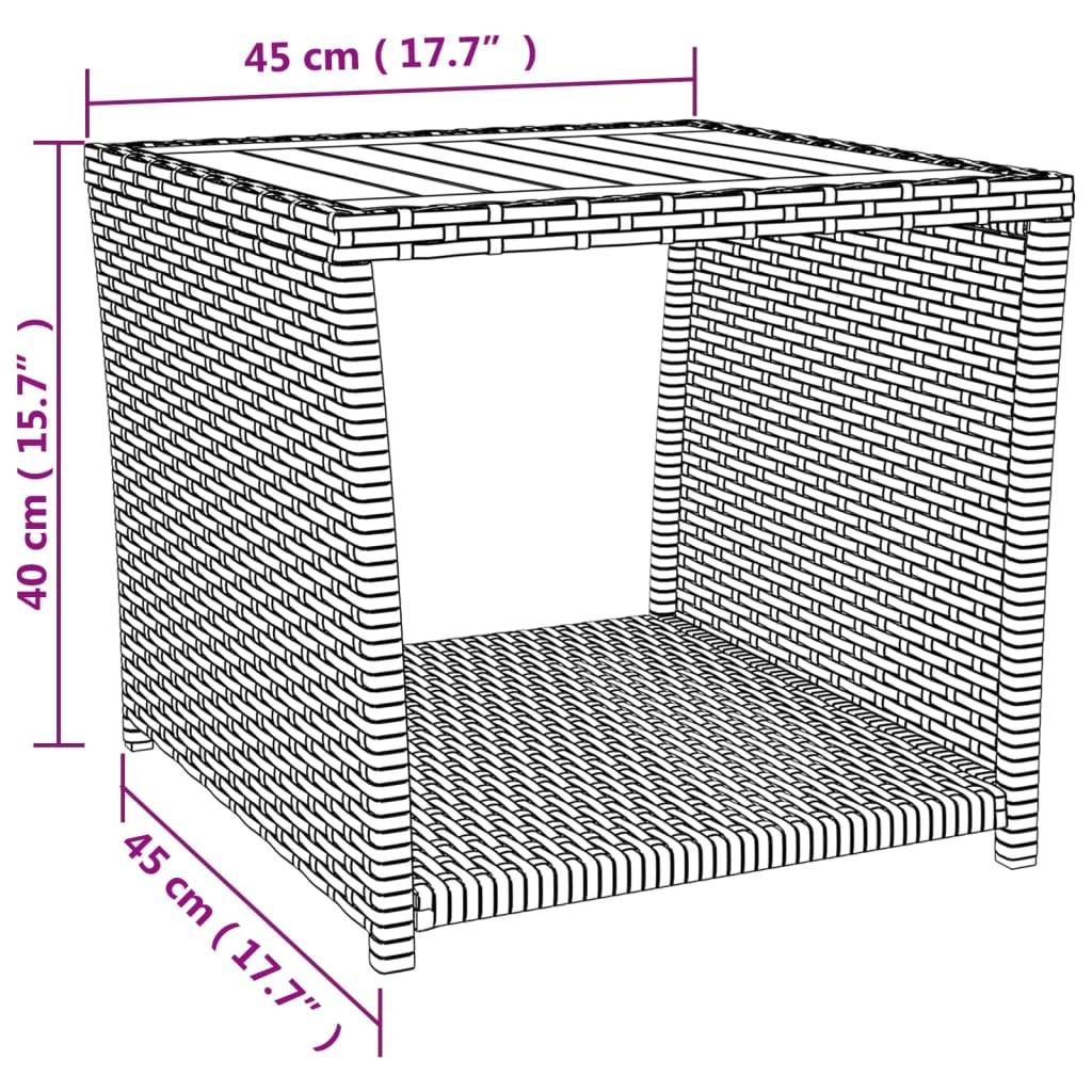 vidaXL Beistelltisch mit Holzplatte Grau Poly Rattan & Akazienholz
