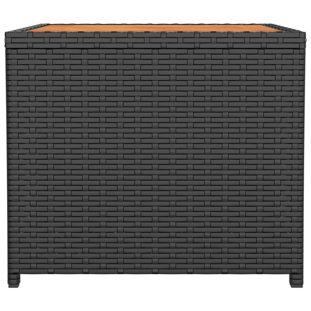 vidaXL Beistelltisch mit Holzplatte Schwarz Poly Rattan & Akazienholz