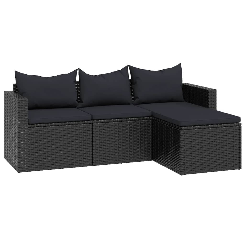 vidaXL Garten-Lounge-Set Schwarz Poly Rattan