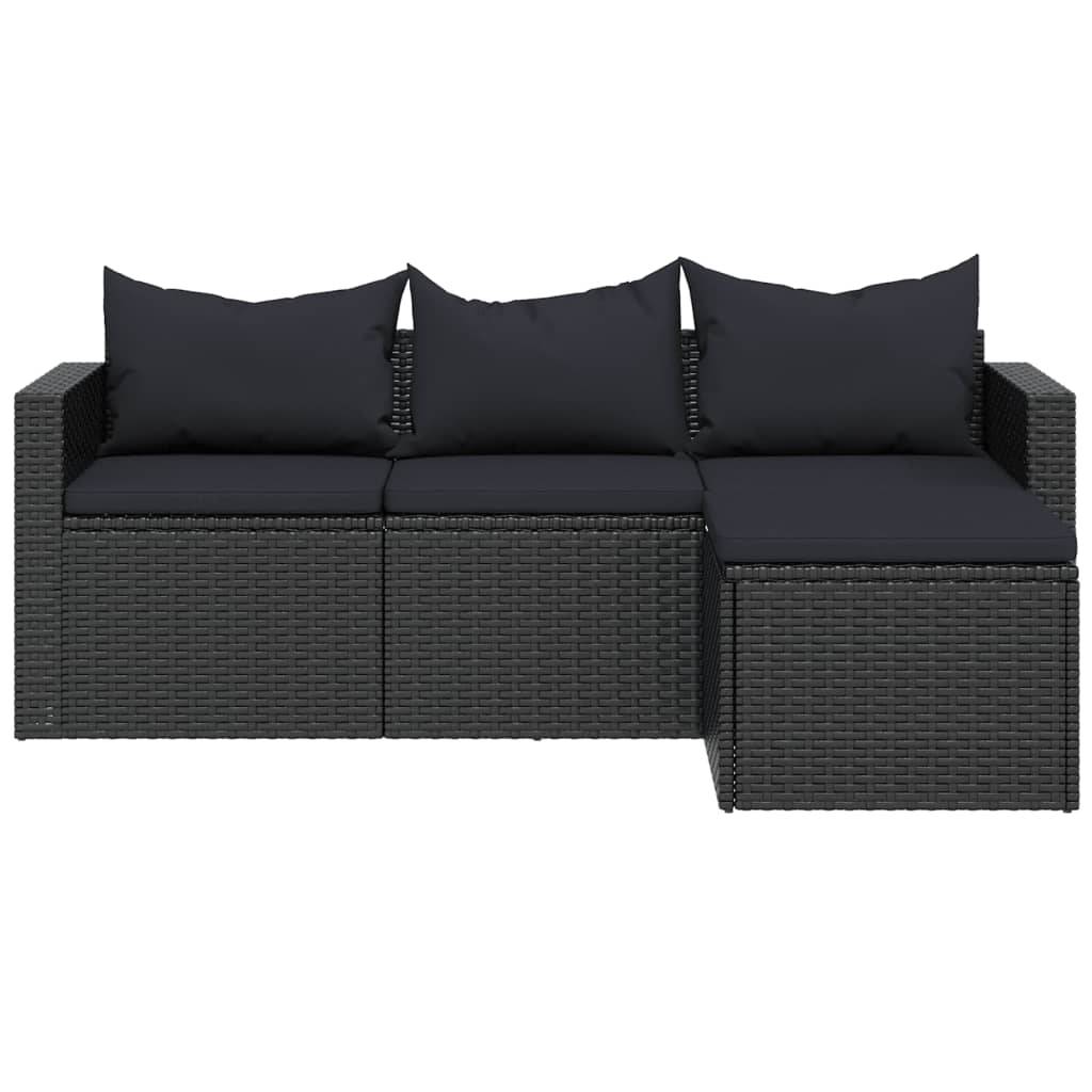 vidaXL Garten-Lounge-Set Schwarz Poly Rattan