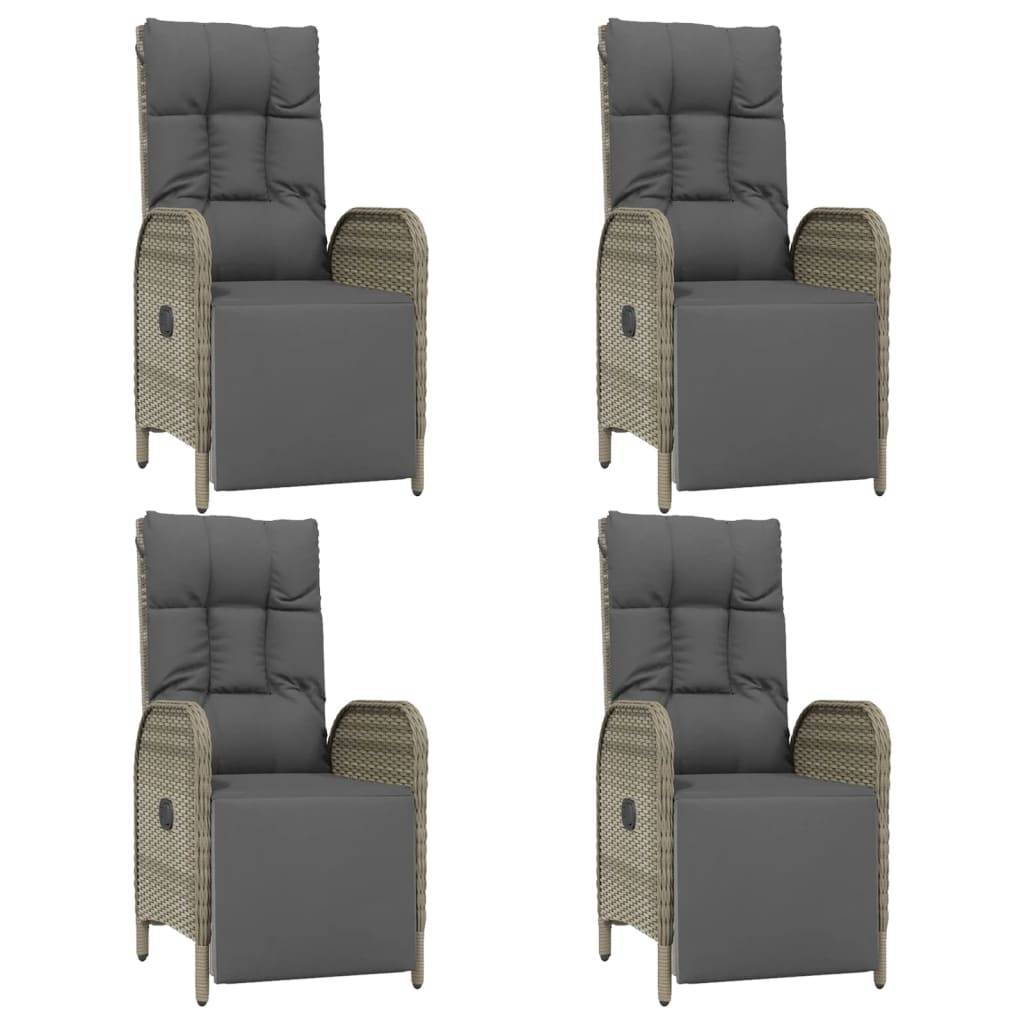 vidaXL 5-tlg. Garten-Essgruppe mit Kissen Grau Poly Rattan