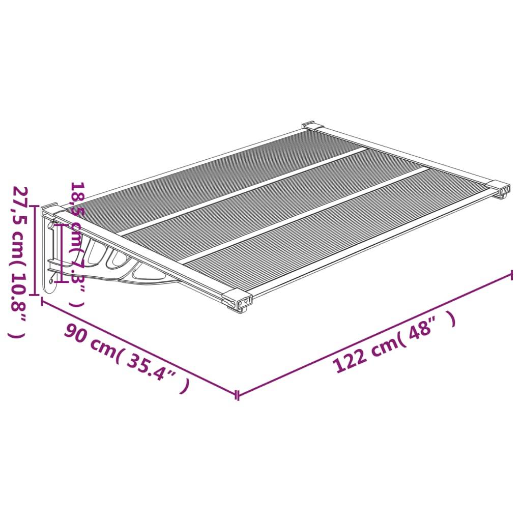 vidaXL Türvordach Schwarz und Transparent 122x90 cm Polycarbonat