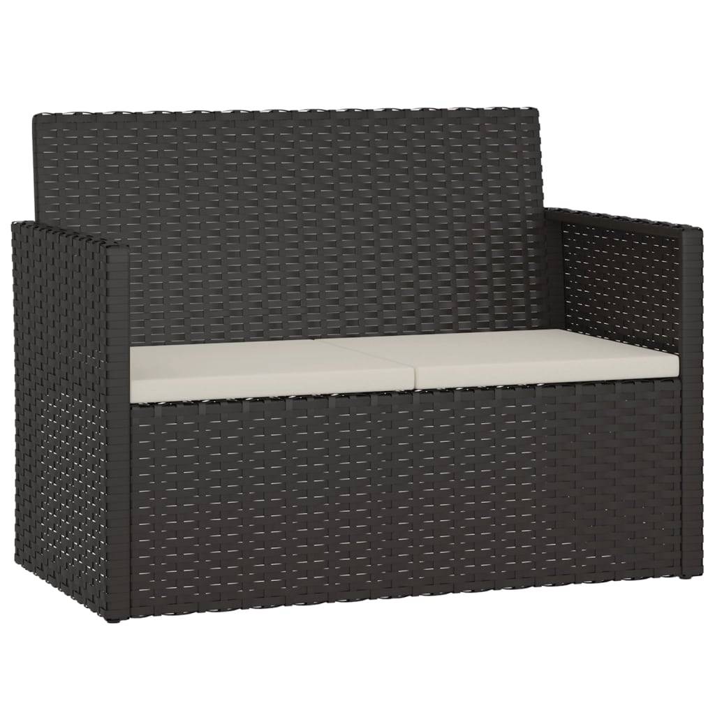 vidaXL Gartenbank mit Kissen Schwarz 105 cm Poly Rattan
