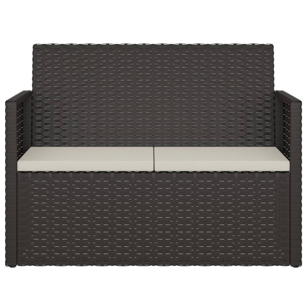vidaXL Gartenbank mit Kissen Schwarz 105 cm Poly Rattan