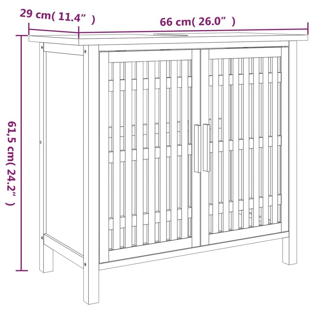 vidaXL Waschbeckenunterschrank 66x29x61,5 cm Massivholz Nussbaum