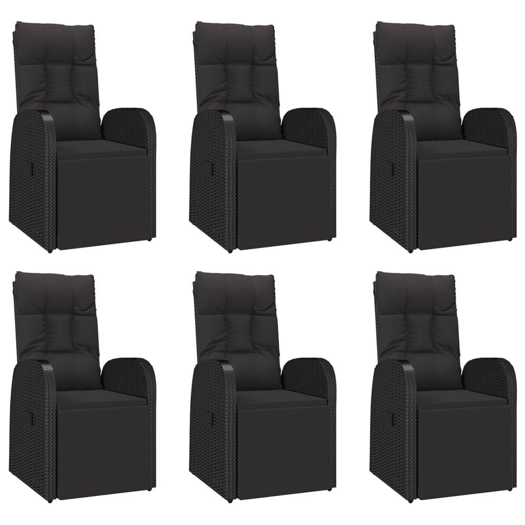 vidaXL 7-tlg. Garten-Essgruppe Schwarz Poly Rattan & Massivholz Akazie
