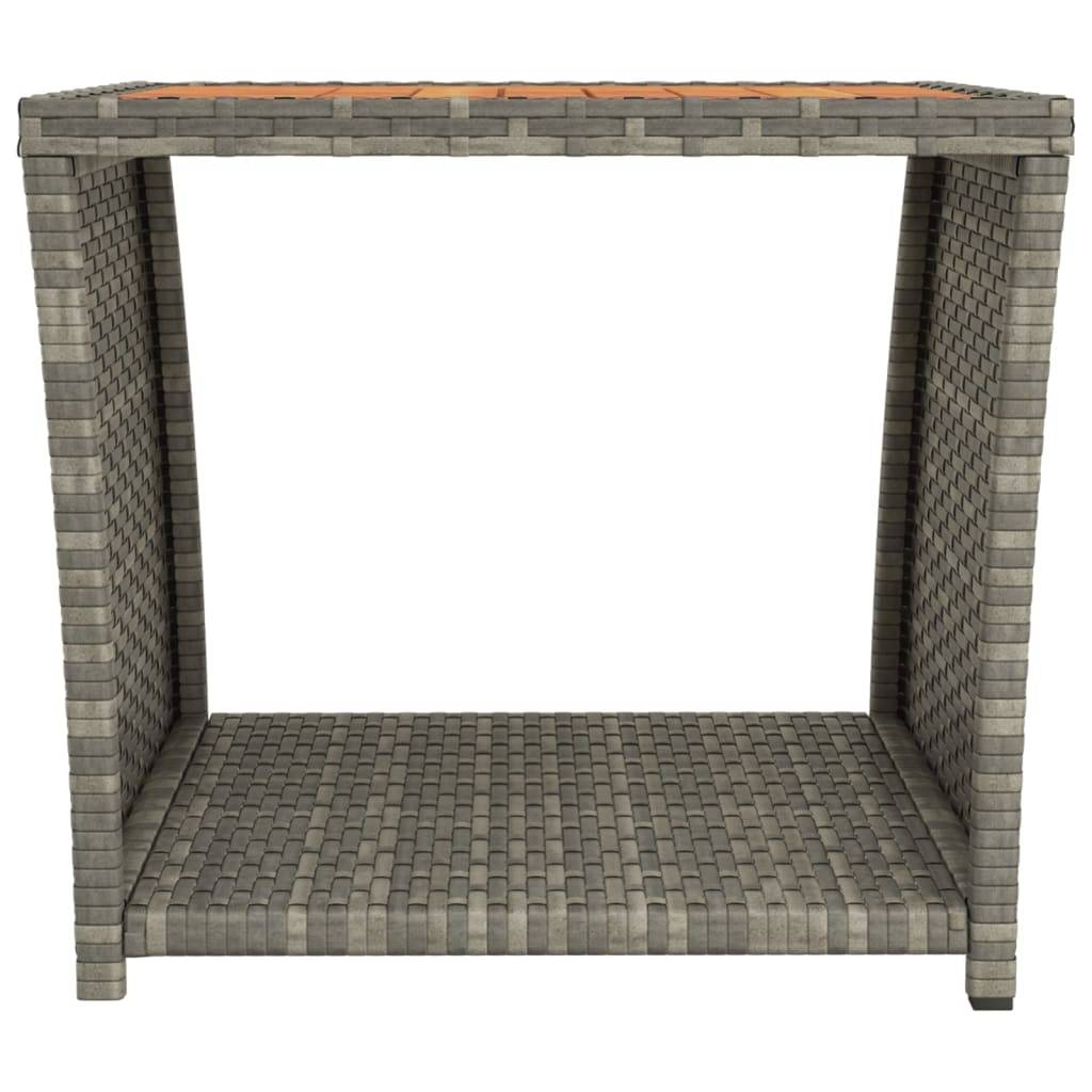 vidaXL Beistelltisch mit Holzplatte Grau Poly Rattan & Akazienholz