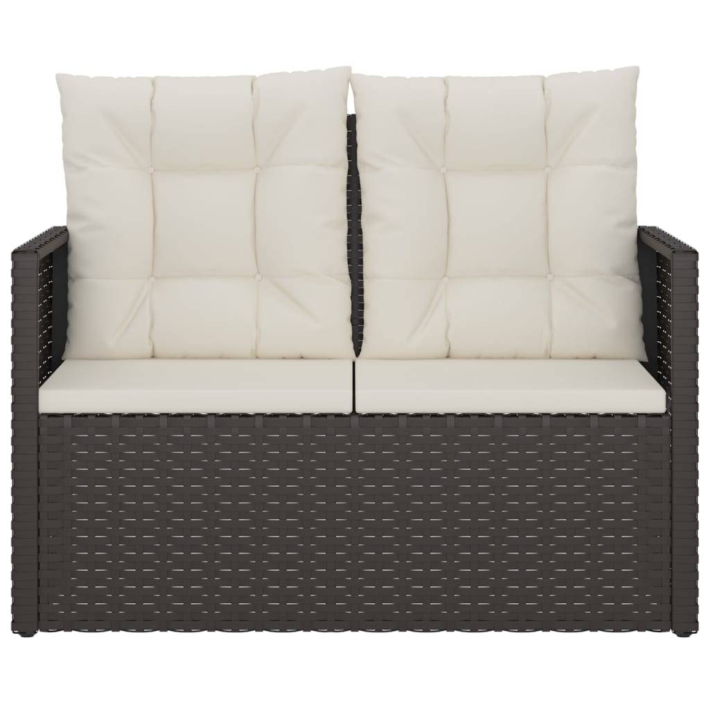 vidaXL Gartenbank mit Kissen Schwarz 105 cm Poly Rattan