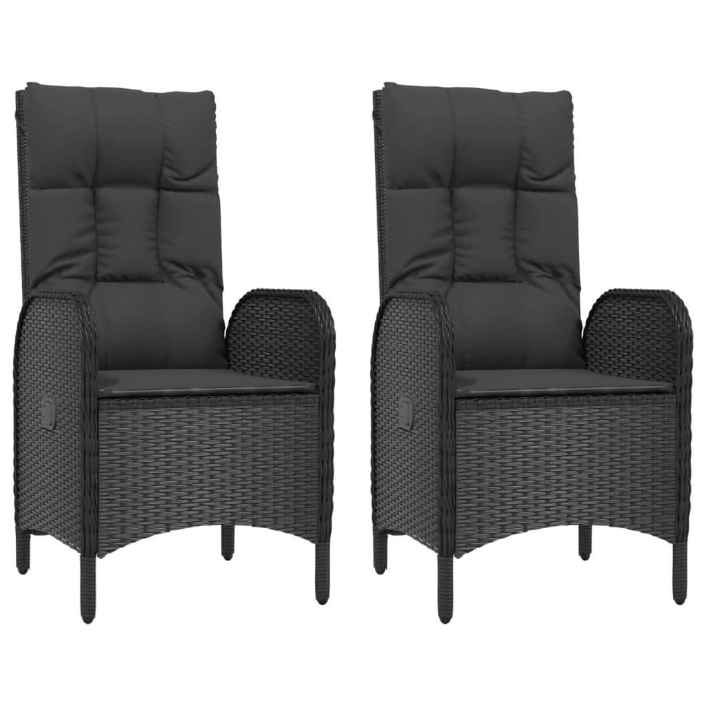 vidaXL 5-tlg. Garten-Essgruppe mit Kissen Schwarz Poly Rattan
