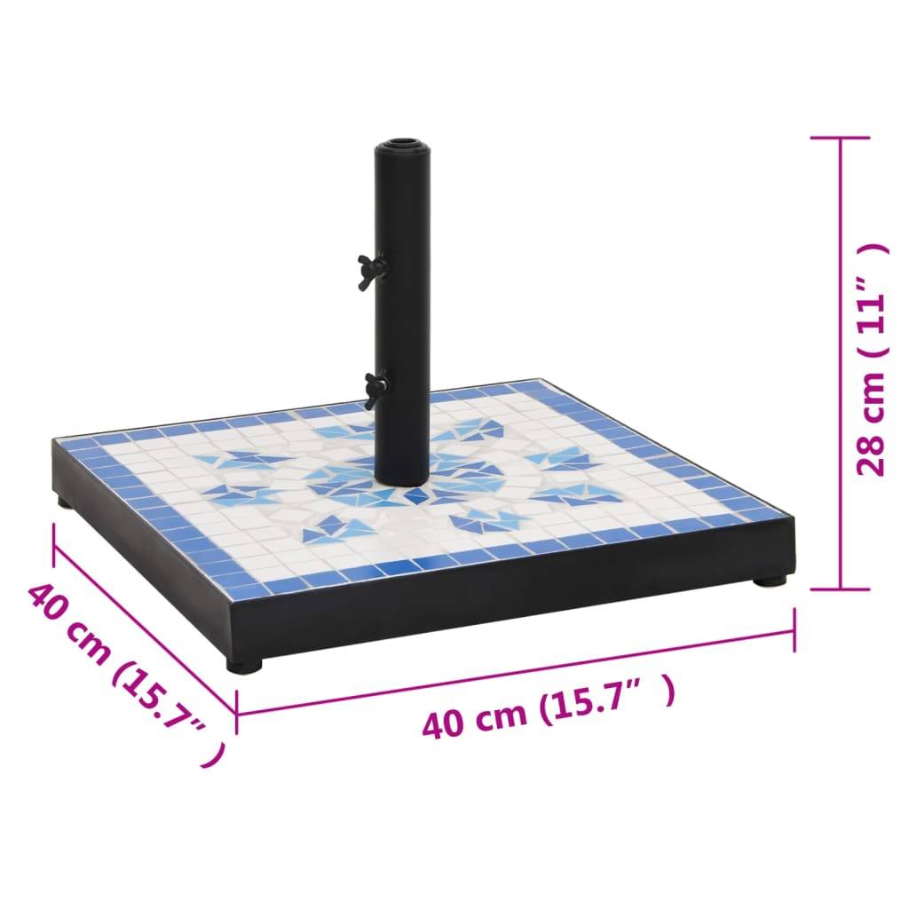 vidaXL Sonnenschirmständer Blau und Weiß Quadratisch 12 kg