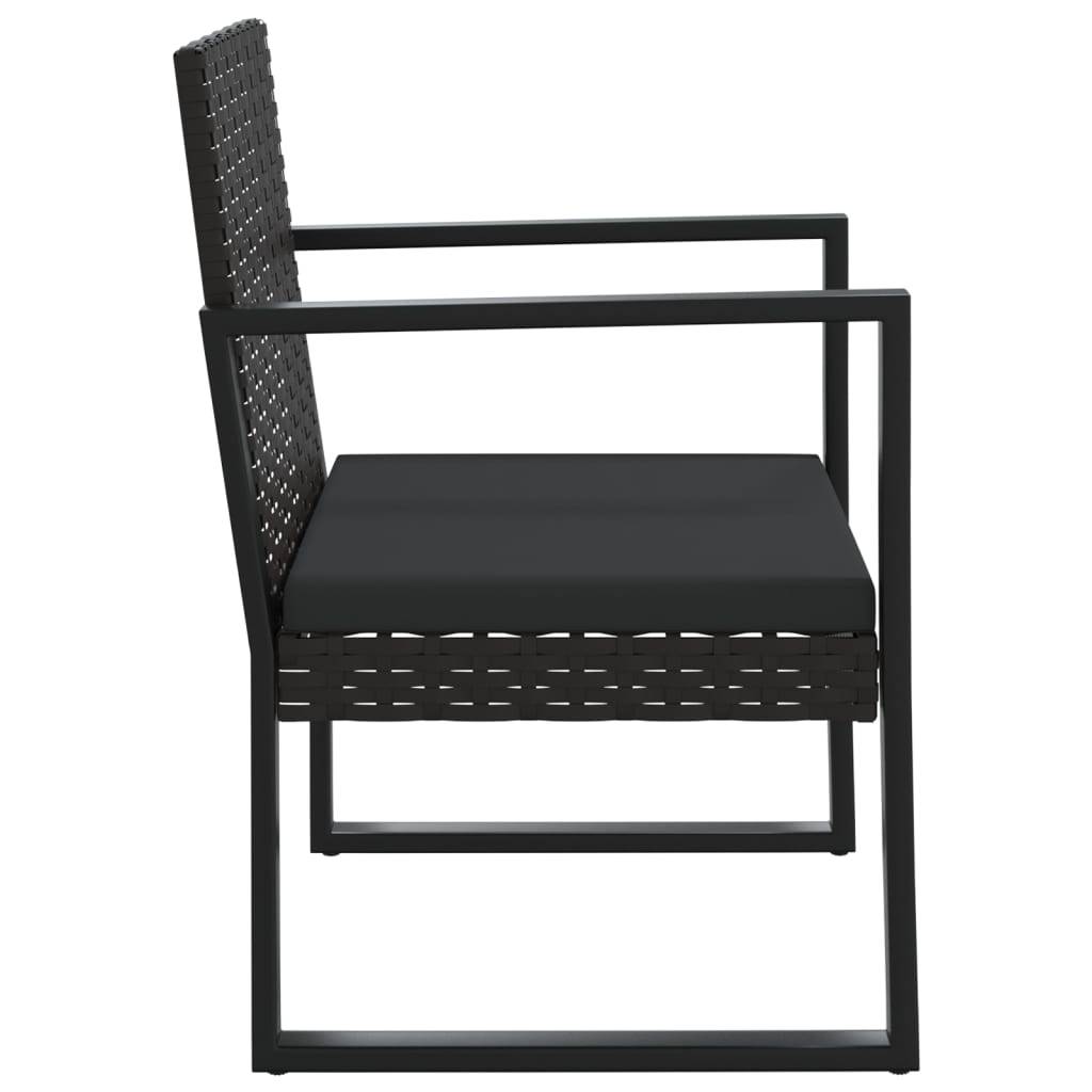 vidaXL Gartensessel mit Kissen Schwarz Poly Rattan