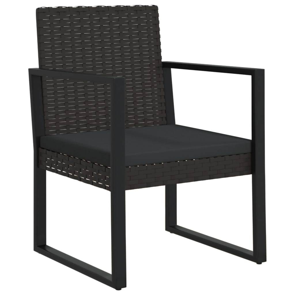 vidaXL Gartensessel mit Kissen Schwarz Poly Rattan