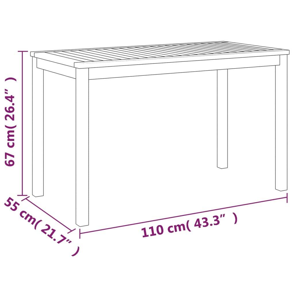 vidaXL Gartentisch 110x55x67 cm Massivholz Akazie