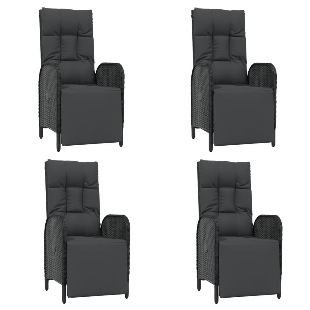 vidaXL 5-tlg. Garten-Essgruppe mit Kissen Schwarz Poly Rattan