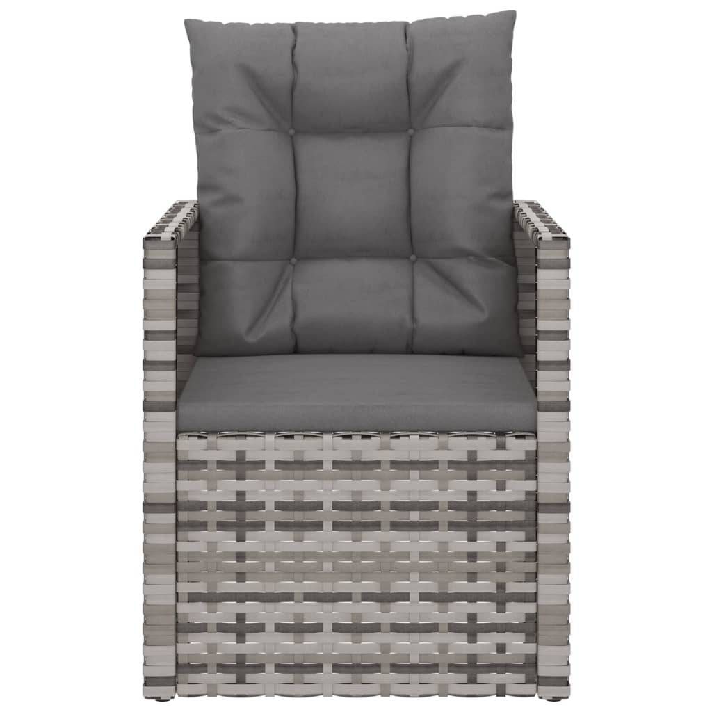 vidaXL Gartensessel mit Kissen Grau Poly Rattan