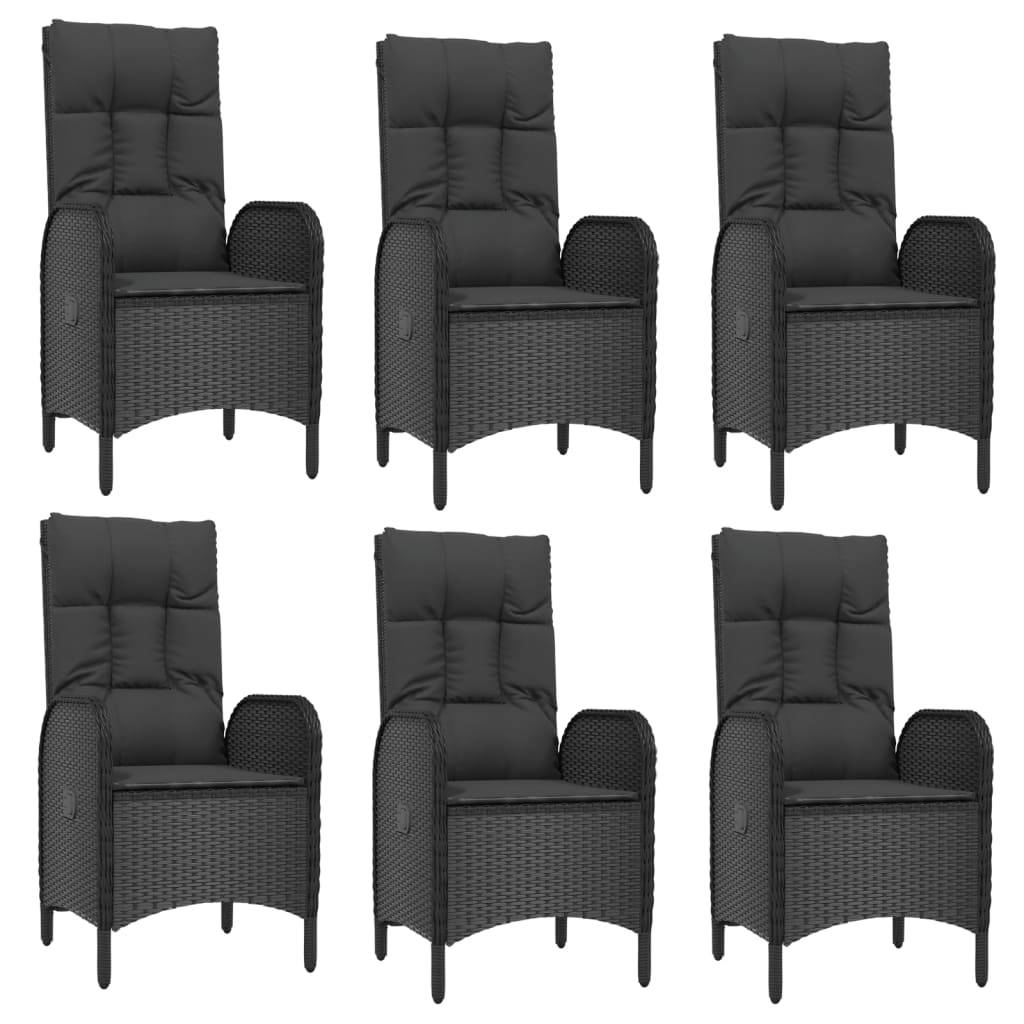 vidaXL 9-tlg. Garten-Essgruppe mit Kissen Schwarz Poly Rattan