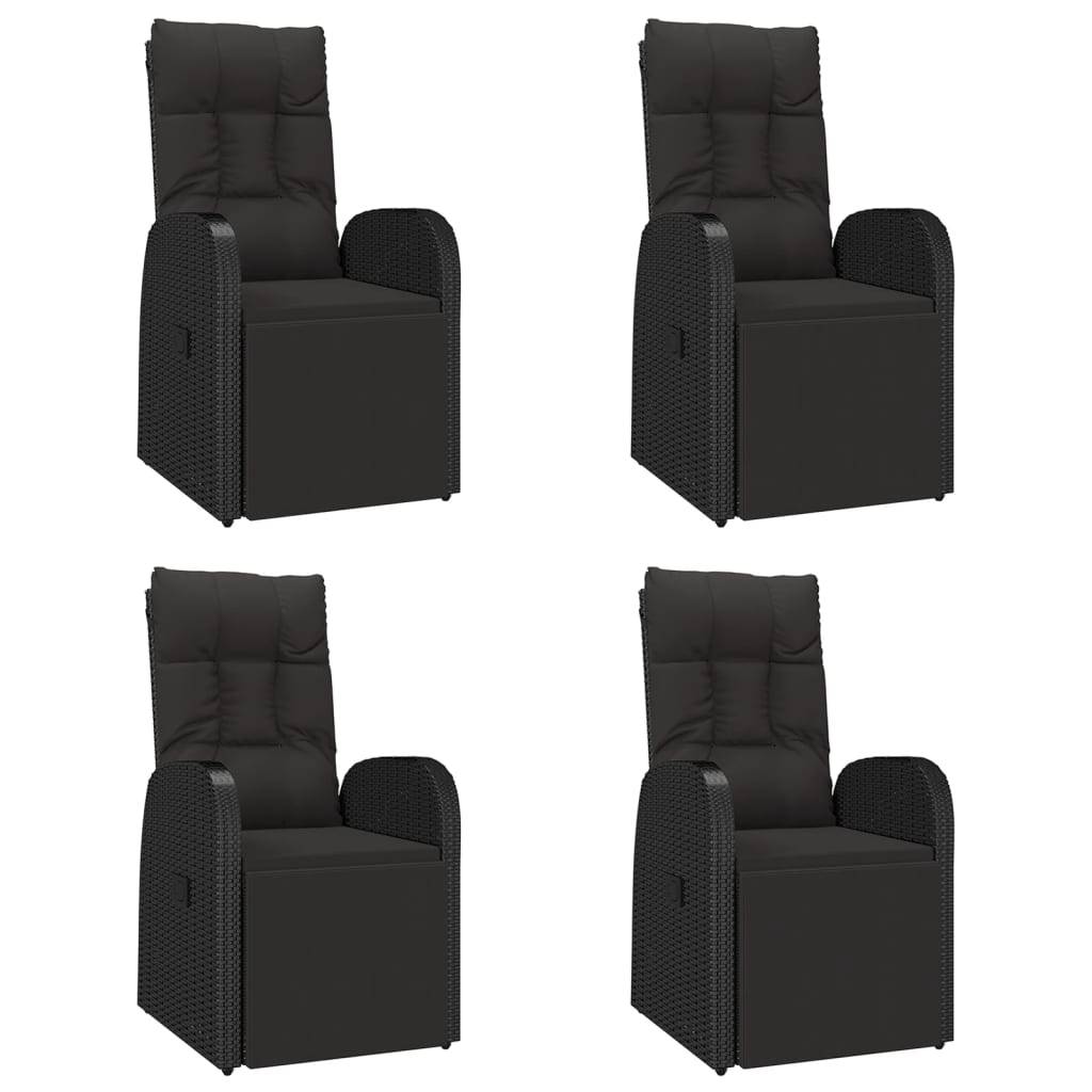 vidaXL 5-tlg. Garten-Essgruppe Schwarz Poly Rattan & Massivholz Akazie
