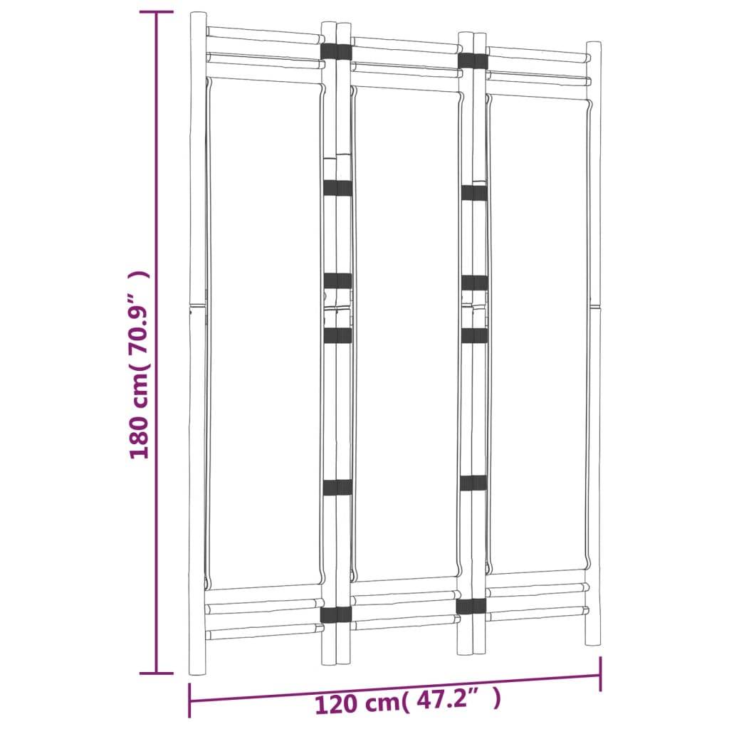 vidaXL 3-tlg. Paravent Faltbar 120 cm Bambus und Canvas