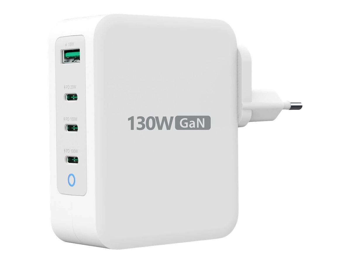 j5create JUP43130E - Netzteil - GaN - 130 Watt - 5 A - Huawei Fast Charge, PD 2.0, PD 3.0, QC 4.0, AFC, BC 1.2, Apple 2.