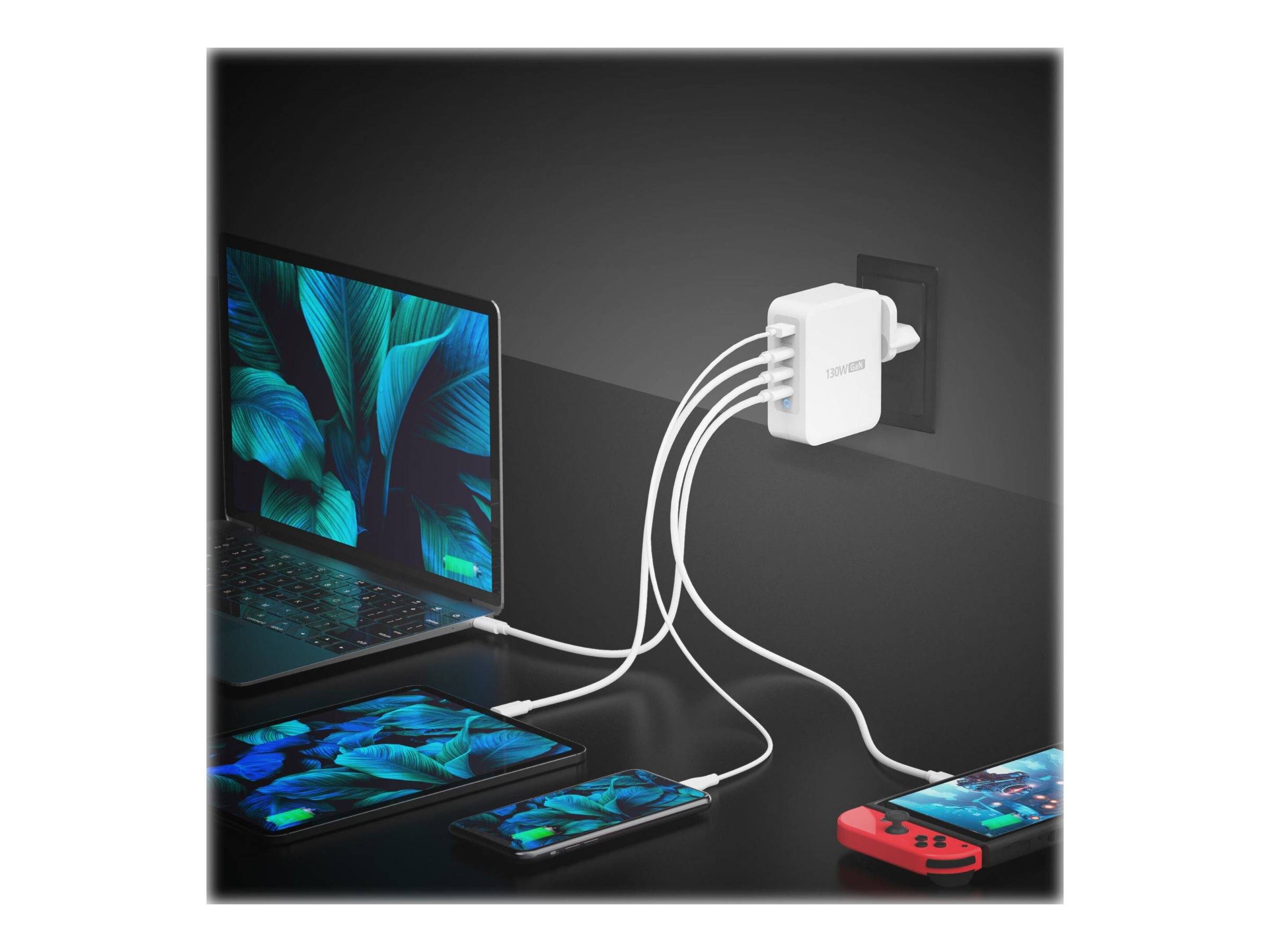 j5create JUP43130E - Netzteil - GaN - 130 Watt - 5 A - Huawei Fast Charge, PD 2.0, PD 3.0, QC 4.0, AFC, BC 1.2, Apple 2.