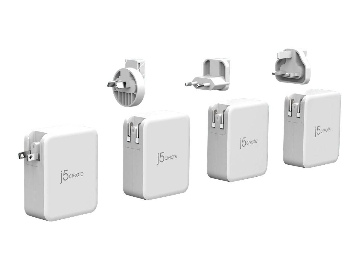 j5create JUP43130E - Netzteil - GaN - 130 Watt - 5 A - Huawei Fast Charge, PD 2.0, PD 3.0, QC 4.0, AFC, BC 1.2, Apple 2.