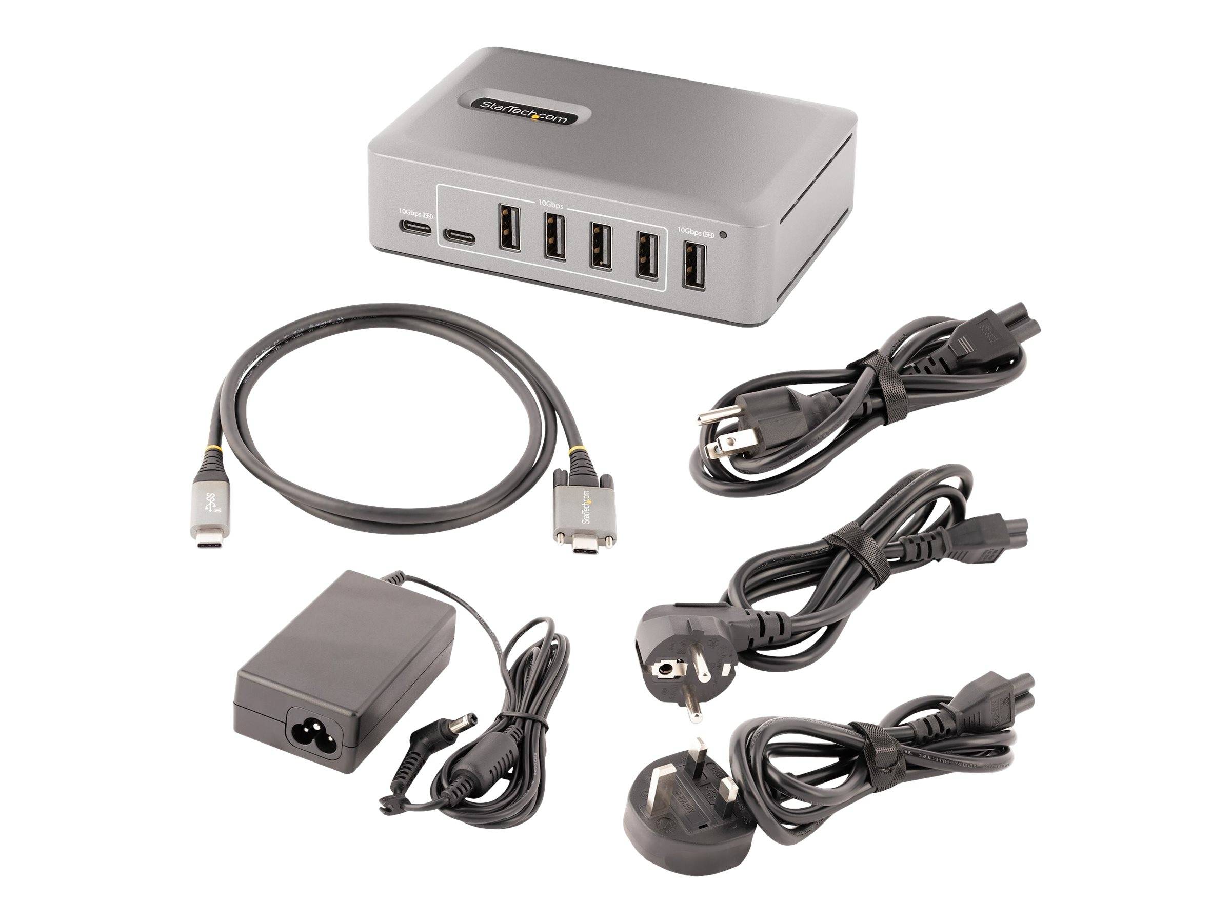 StarTech.com 10-Port USB-C Hub, 8x USB-A + 2x USB-C, Self-Powered w/ 65W Power Supply, USB 3.1 10Gbps Hub w/ BC1.2 Charg