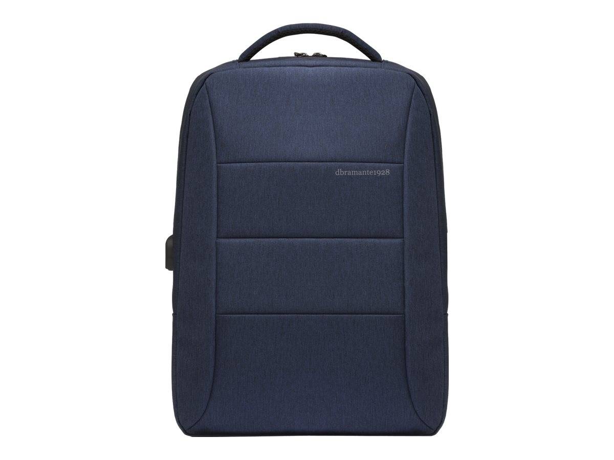 Marineblauer Rucksack mit Griff oben und Frontreißverschlusspanel, vor weißem Hintergrund gezeigt.