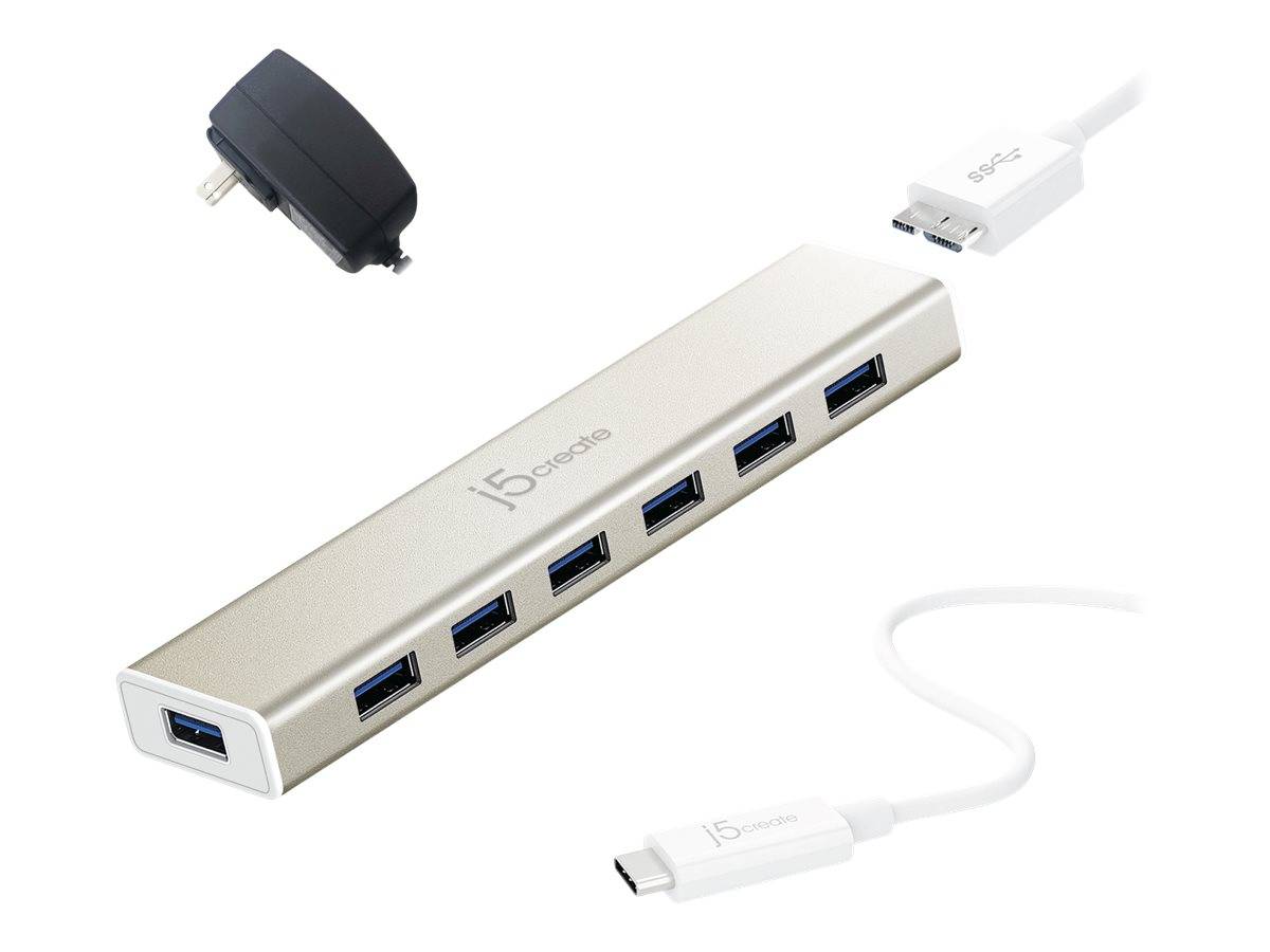 j5create JCH377 - Hub - USB Type-C - 7 x USB 3.1 Gen 1