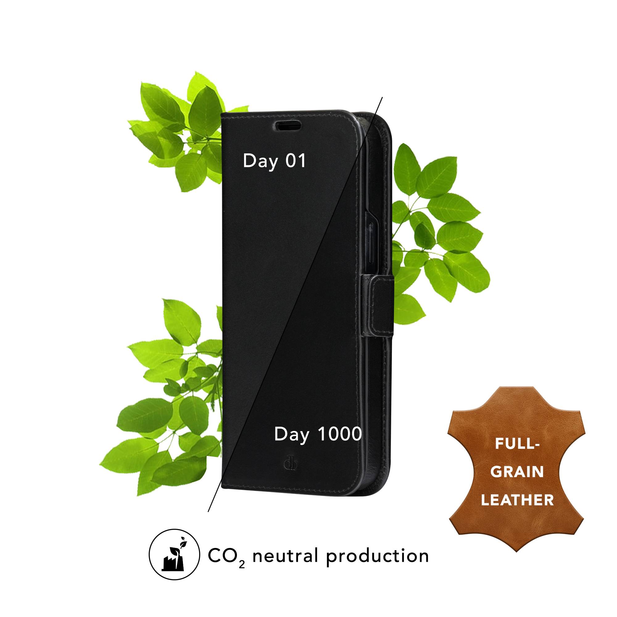 Schwarze Telefon-Geldbörsen-Hülle mit der Beschriftung „Day 01
